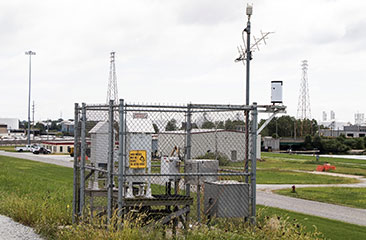 Ambient (long-term) air monitoring is another type of monitoring that is used to assess long-term trends of air quality at the site and local vicinity. The long-term air data show that the surrounding community is not adversely impacted from the CDF emissions. This is one of four ambient (long-term) air monitoring stations located at the CDF.