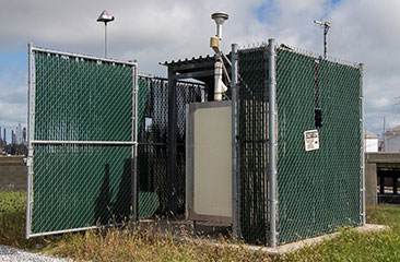 Real-time (short-term) air monitoring at IHC CDF measures emissions of particulate matter (PM) and naphthalene. This is one of four real-time air monitoring stations located on the perimeter of the CDF . Real-time air monitoring informs current conditions at the site, and is used to determine the need for air emissions control actions.